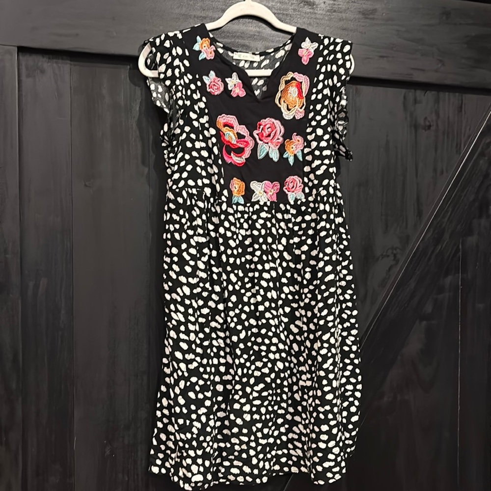 KIRUNDO Summer Mini Dress V Neck Boho Floral S
